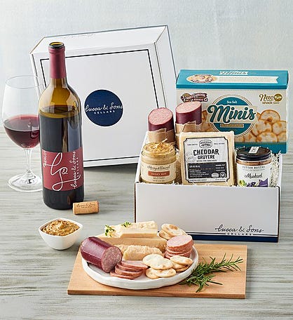 Lucca & Sons Market™ Meat and Cheese Box with Wine
